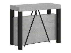 Mesa consola extensível 90x40/300 cm Tiris cimento quadro antracite