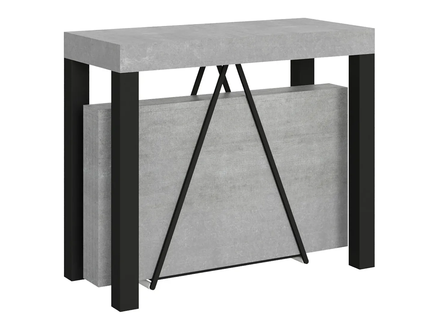 Mesa consola extensível 90x40/300 cm Tiris cimento quadro antracite