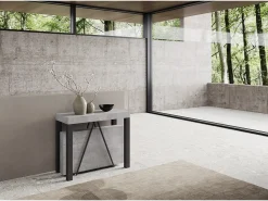 Mesa consola extensível 90x40/300 cm Tiris cimento quadro antracite