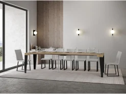 Mesa consola extensível 90x40/300 cm Flame Carvalho Natural quadro Antracite