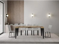 Mesa consola extensível 90x40/300 cm Flame Carvalho Natural quadro Antracite