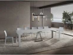 Mesa consola extensível 90x42/302 cm Scicca Cinza Branca