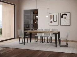 Mesa consola extensível 90x40/196 cm Flame Small Evolution Carvalho Natural quadro Antracite