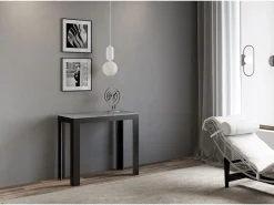 Mesa consola extensível 90x40/196 cm Linea Evolution Small Cimento quadro Antracite