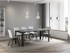 Mesa consola extensível 90x40/196 cm Linea Evolution Small Cimento quadro Antracite