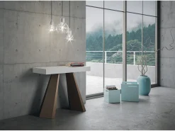 Mesa consola extensível 90x40/300 cm Diamante Premium Cinza Branca quadro Urso