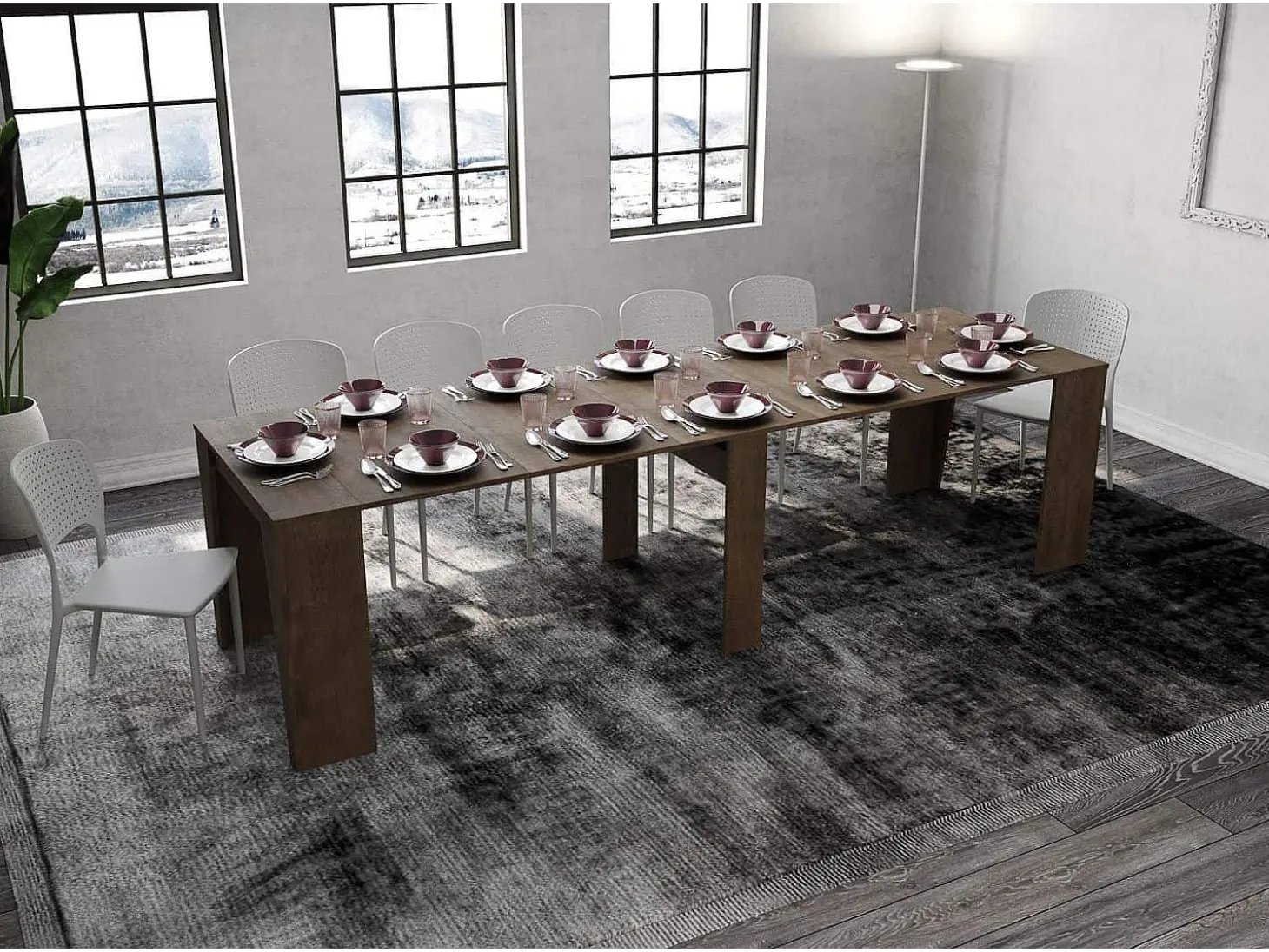 Mesa consola extensível 90x48/308 cm Anvar nogueira