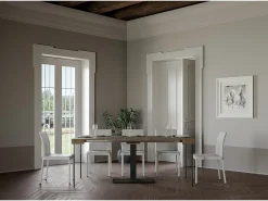 Mesa consola extensível 90x40/196 cm Capital Small Nogueira quadro Antracite