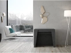Mesa consola extensível 90x48/296 cm Bakari antracite espatulado