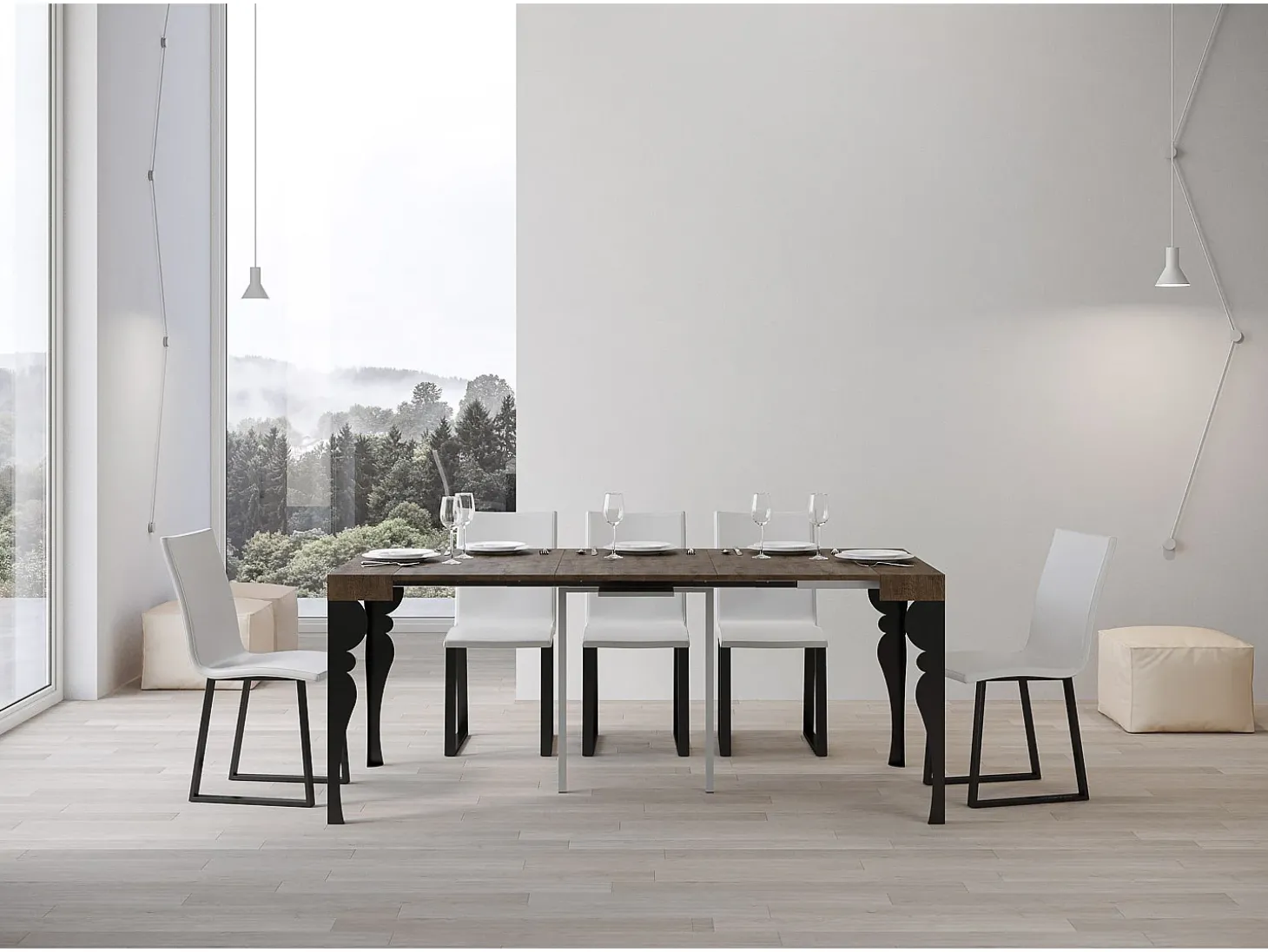 Mesa consola extensível 90x40/196 cm Paxon Small Nogueira quadro Antracite