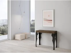 Mesa consola extensível 90x40/196 cm Paxon Small Nogueira quadro Antracite