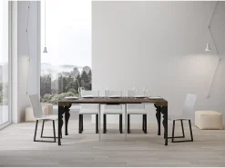 Mesa consola extensível 90x40/196 cm Paxon Small Nogueira quadro Antracite