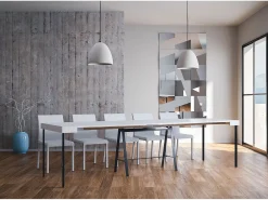 Mesa consola extensível 90x40/300 cm Banco Evolution Cinza Branca quadro Antracite
