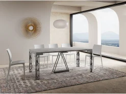 Mesa consola extensível 90x40/196 cm Kerpa Small cimento quadro antracite