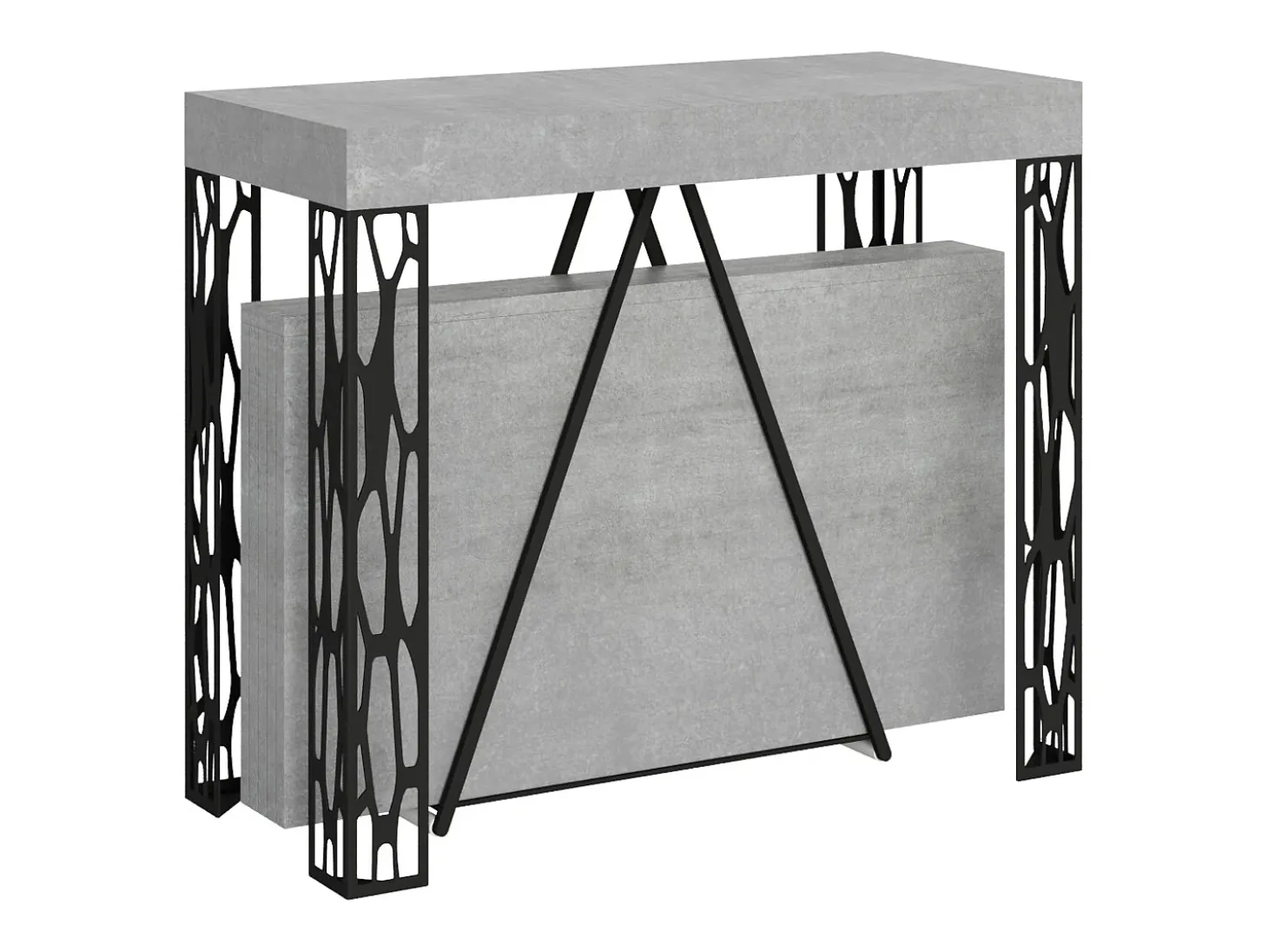 Mesa consola extensível 90x40/196 cm Kerpa Small cimento quadro antracite