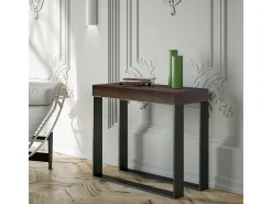 Mesa consola extensível 90x40/196 cm Elettra Small Nogueira quadro Antracite