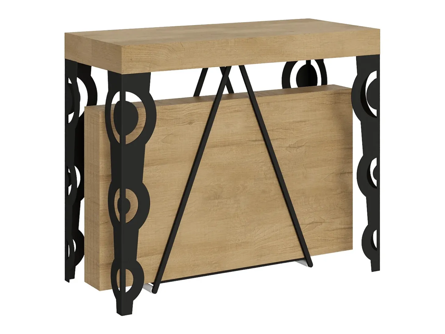 Mesa consola extensível 90x40/196 cm Aceres Small carvalho natural quadro antracite