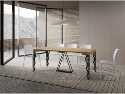Mesa consola extensível 90x40/196 cm Aceres Small carvalho natural quadro antracite