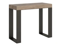 Mesa consola extensível 90x40/300 cm Tecno Carvalho Natural quadro Antracite