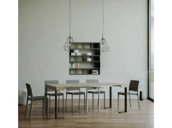 Mesa consola extensível 90x40/300 cm Tecno Carvalho Natural quadro Antracite