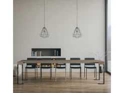 Mesa consola extensível 90x40/300 cm Tecno Carvalho Natural quadro Antracite