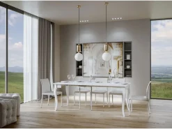 Mesa consola extensível 90x48/204 cm Olanda Small Cinza Branca