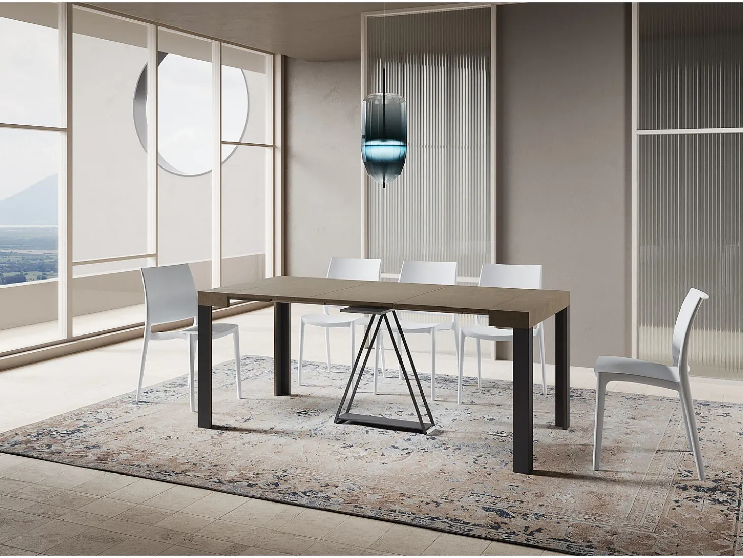 Mesa consola extensível 90x40/300 cm Tarax tortora quadro antracite