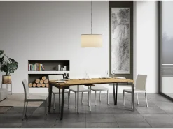 Mesa consola extensível 90x40/196 cm Rio Small Carvalho Natural quadro Antracite