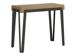 Mesa consola extensível 90x40/196 cm Rio Small Carvalho Natural quadro Antracite
