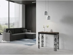 Mesa consola extensível 90x40/300 cm Ghibli Evolution Nogueira quadro Antracite