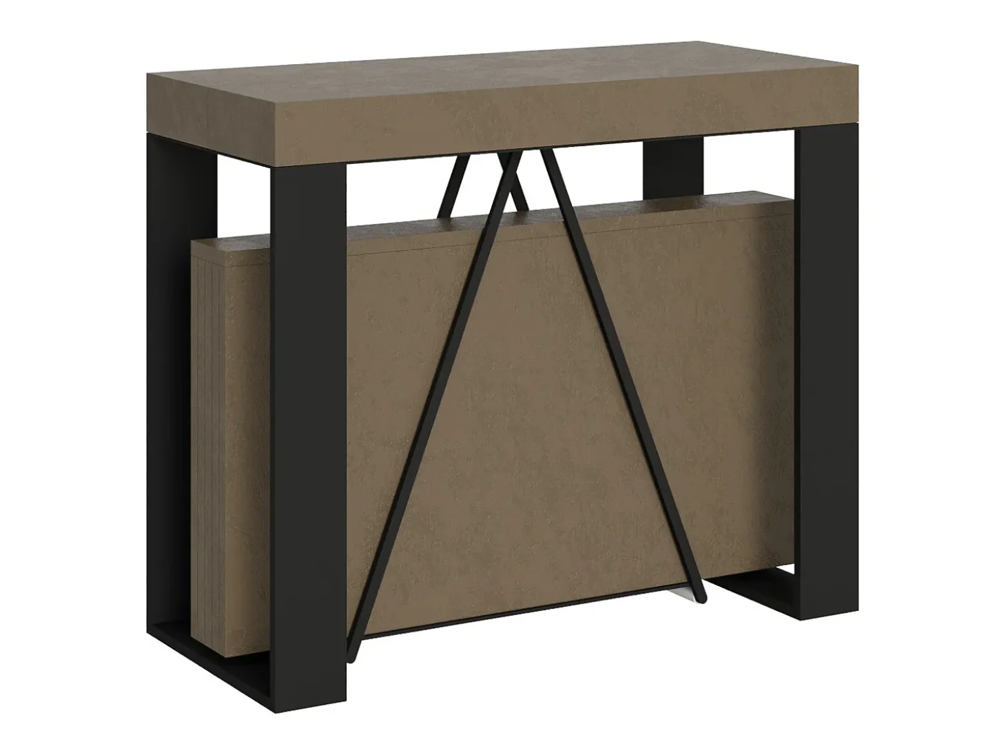 Mesa consola extensível 90x40/196 cm Zamat Small tortora quadro antracite
