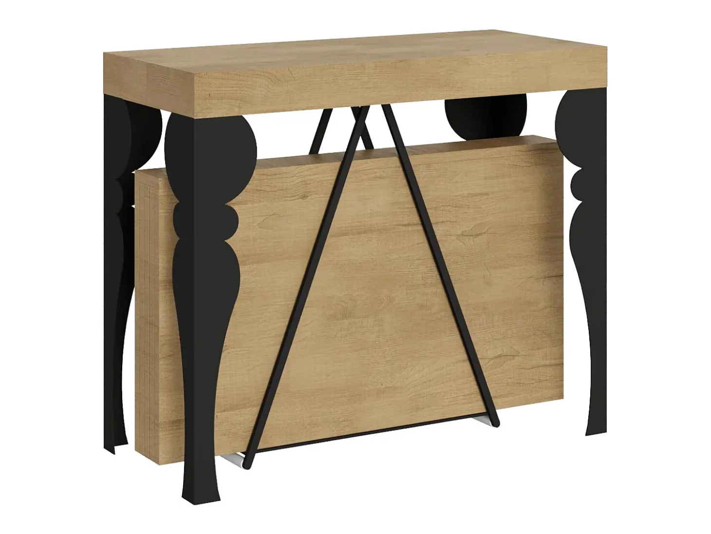 Mesa consola extensível 90x40/196 cm Riza Small carvalho natural quadro antracite