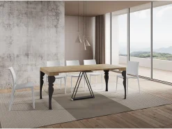 Mesa consola extensível 90x40/196 cm Riza Small carvalho natural quadro antracite