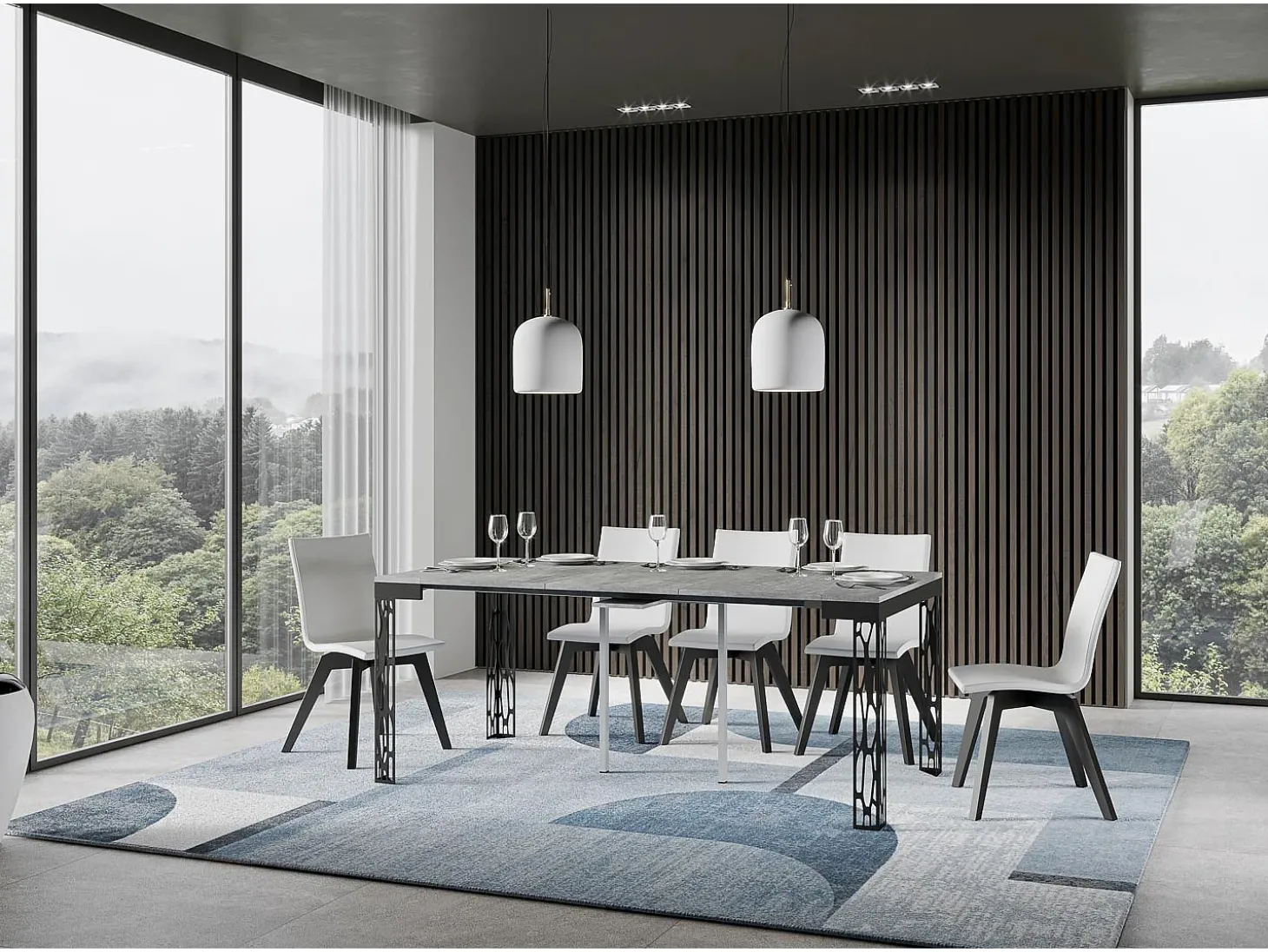 Mesa consola extensível 90x40/300 cm Ghibli Evolution Cimento quadro Antracite