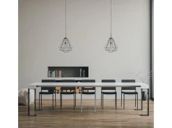 Mesa consola extensível 90x40/300 cm Tecno Cinza Branca quadro Antracite