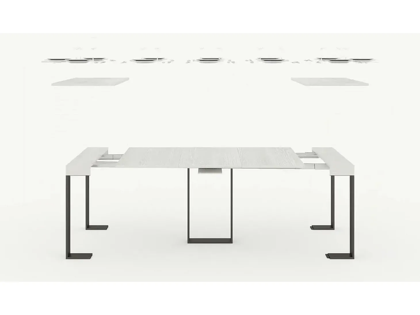 Mesa consola extensível 90x40/196 cm Sintesi Small Carvalho Natural quadro Antracite