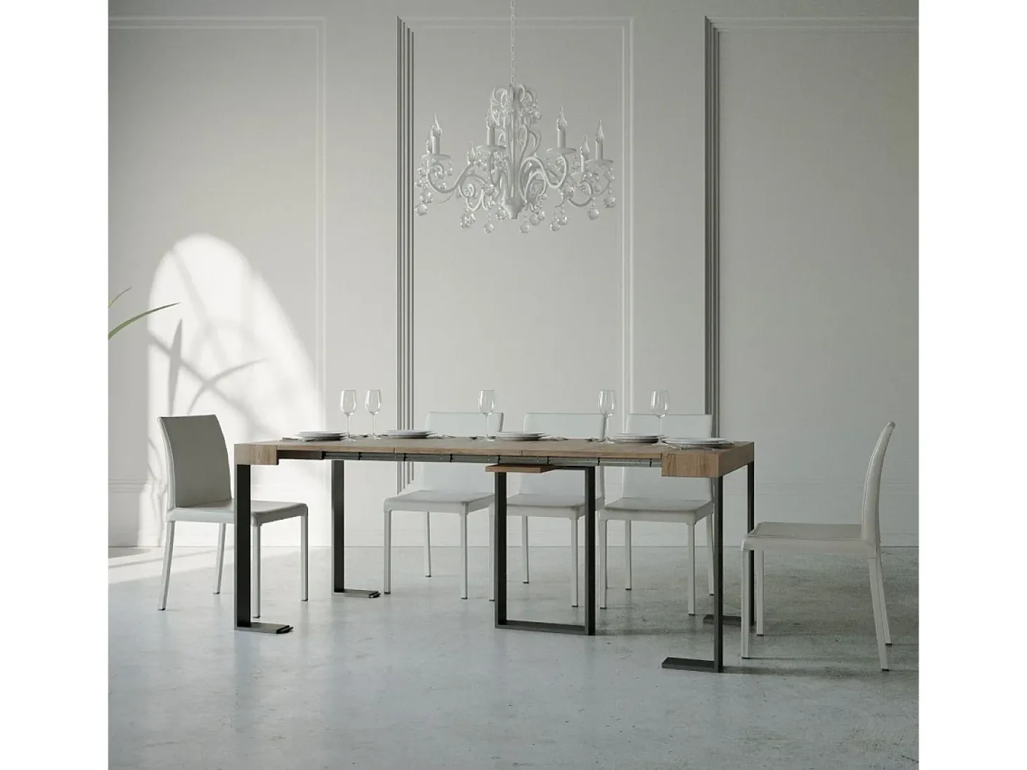 Mesa consola extensível 90x40/196 cm Sintesi Small Carvalho Natural quadro Antracite
