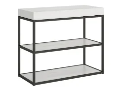 Mesa consola extensível 90x40/196 cm Plano Small Cinza Branca quadro Antracite