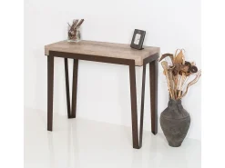 Mesa consola extensível 90x40/300 cm Rio Carvalho Natural quadro Ferrugem