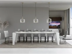 Mesa consola extensível 90x40/300 cm Naxy Cinza Branca