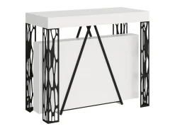 Mesa consola extensível 90x40/300 cm Kerpa cinza branca quadro antracite
