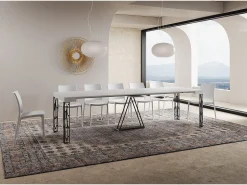 Mesa consola extensível 90x40/300 cm Kerpa cinza branca quadro antracite
