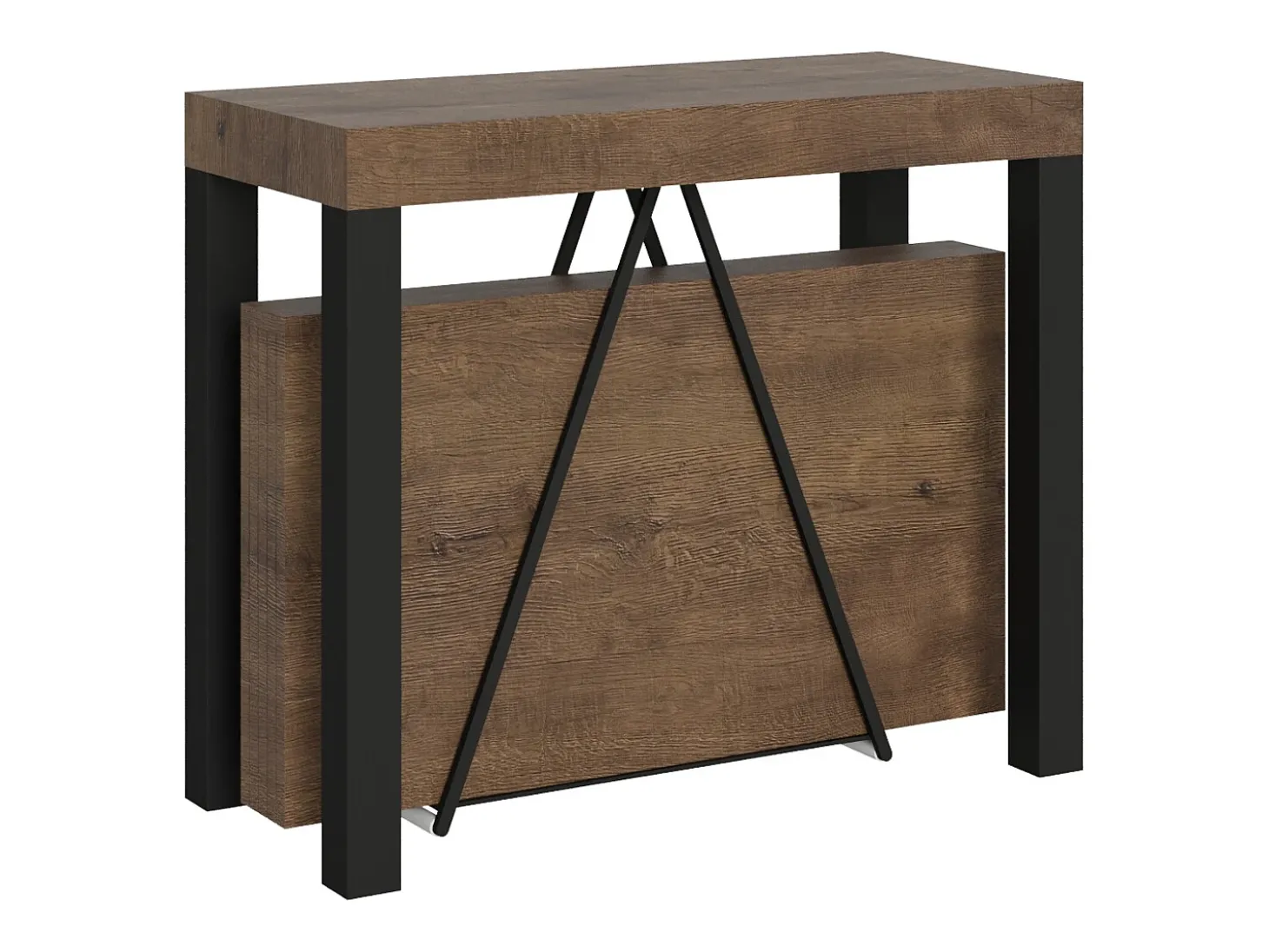 Mesa consola extensível 90x40/300 cm Tiris nogueira quadro antracite