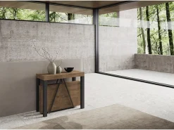 Mesa consola extensível 90x40/300 cm Tiris nogueira quadro antracite