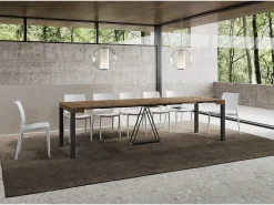 Mesa consola extensível 90x40/300 cm Tiris nogueira quadro antracite