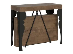 Mesa consola extensível 90x40/196 cm Riza Small nogueira quadro antracite