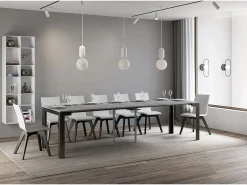 Mesa consola extensível 90x40/300 cm Linea Evolution Cimento quadro Antracite