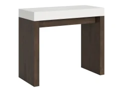 Mesa consola extensível 90x40/300 cm Roxell Mix plano Cinza Branca - estrutura Nogueira