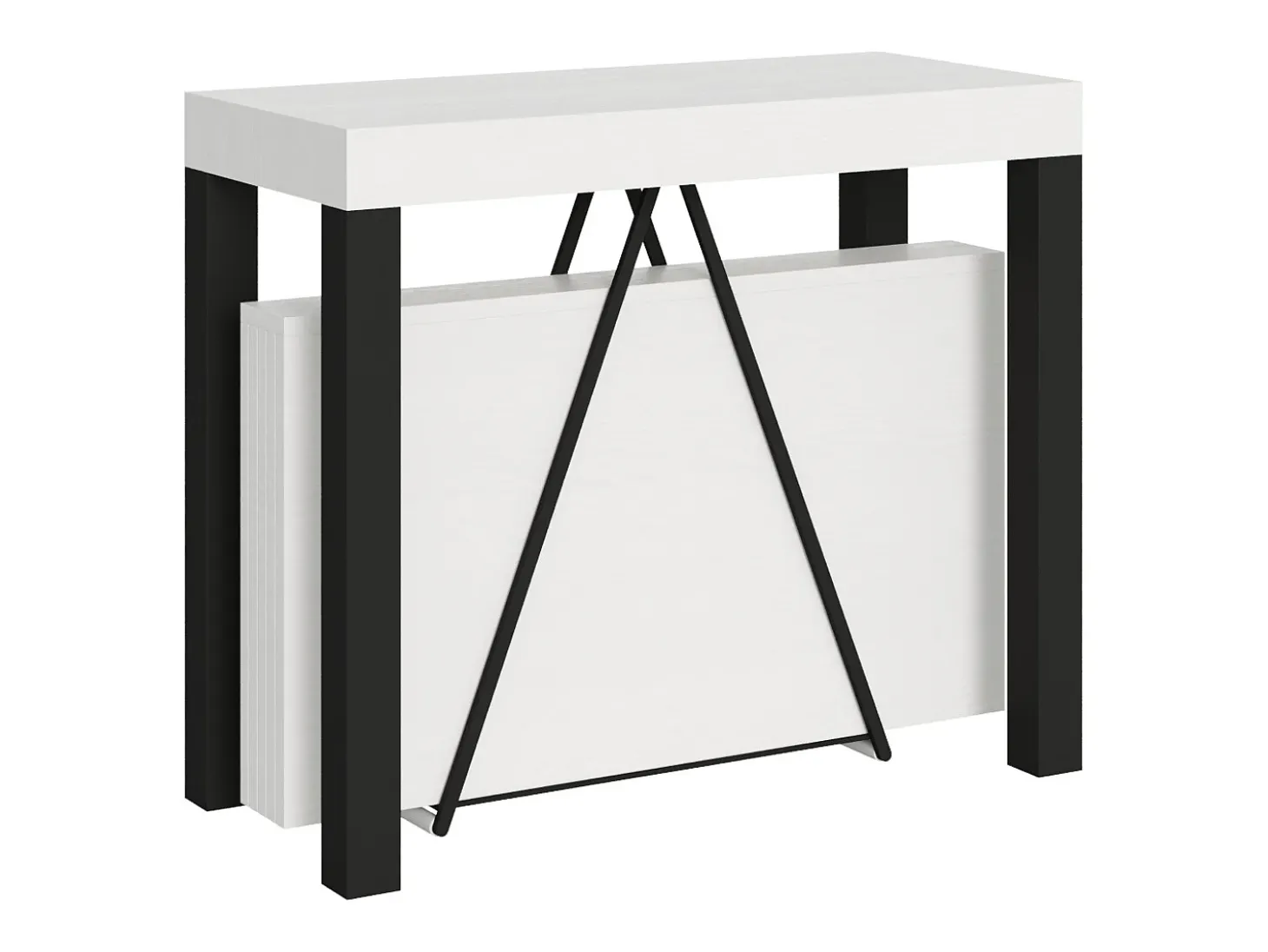 Mesa consola extensível 90x40/300 cm Tiris cinza branca quadro antracite