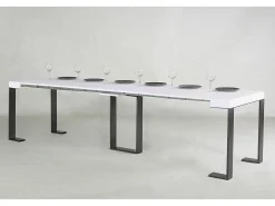 Mesa consola extensível 90x40/300 cm Sintesi Cinza Branca quadro Antracite